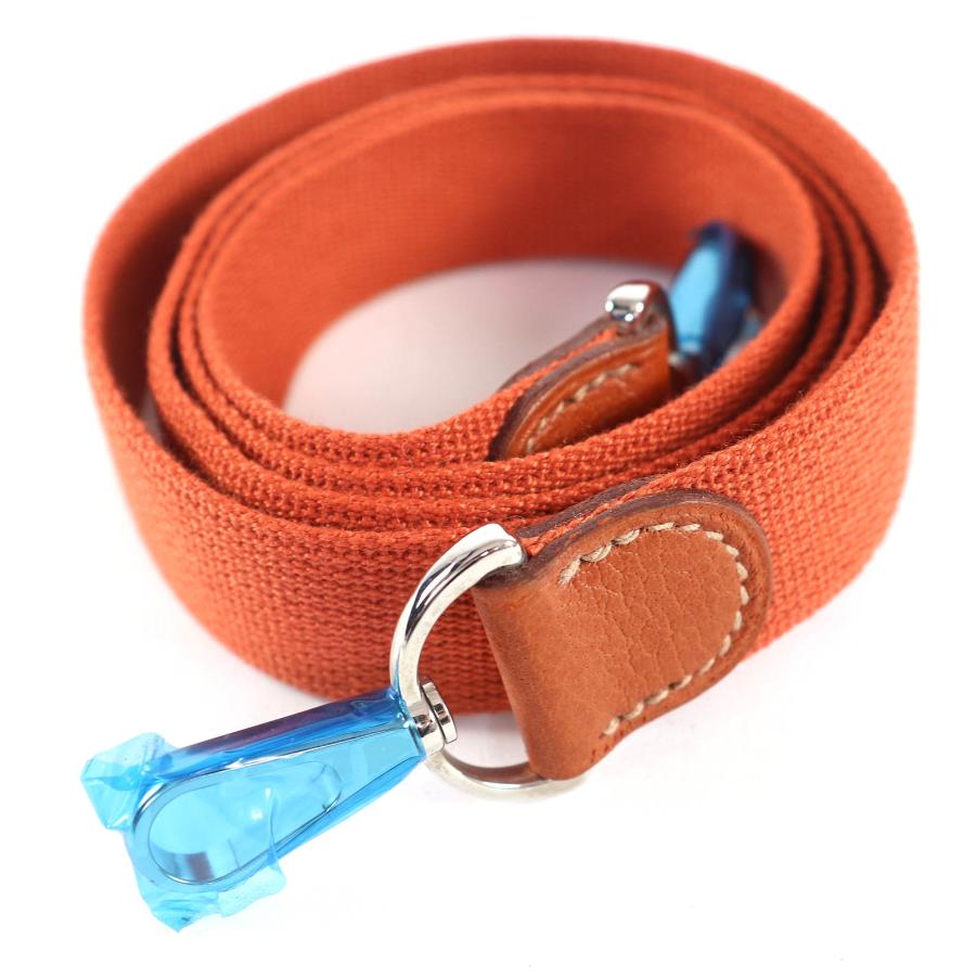 極美品△HERMES エルメス シルバー金具 レザー使い ガーデンパーティTPM用 キャンバス ショルダーストラップ オレンジ 仏製 レディース HERMES（エルメス） 極美品△HERMES シルバー金具 レザー使い ガーデン