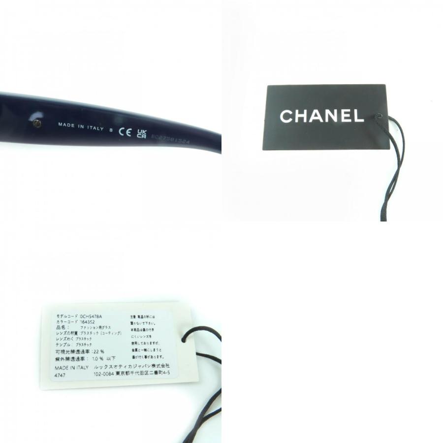 極美品★CHANEL シャネル 5478-A ココマーク フェイクパール カメリア ハート サングラス ネイビー 51□21 140 箱・保存袋・ケース付の画像