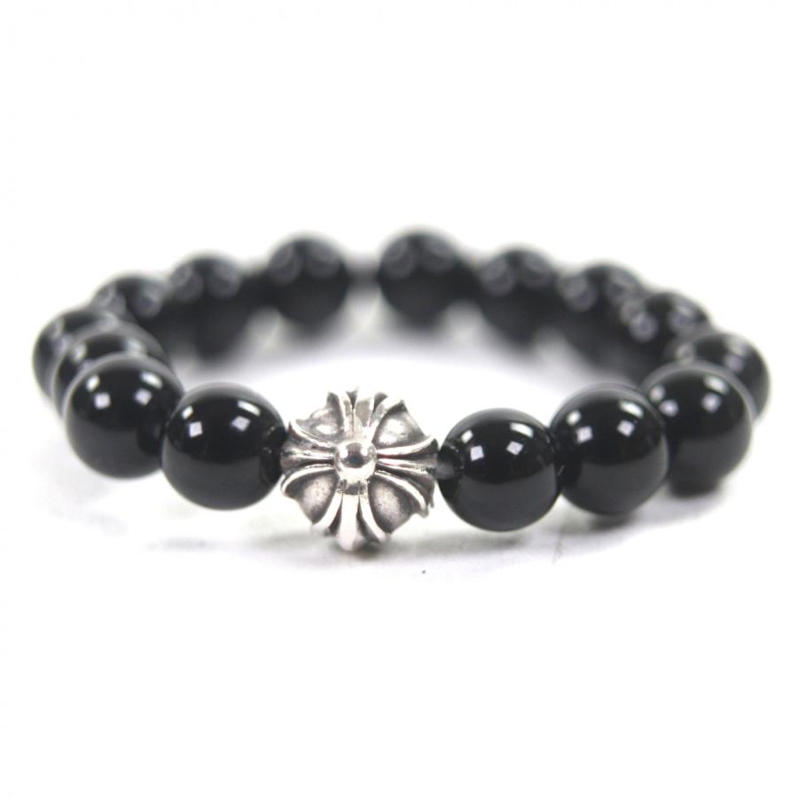 極美品▽CHROME HEARTS クロムハーツ BEAD 925 ブラックトルマリン 4mm 