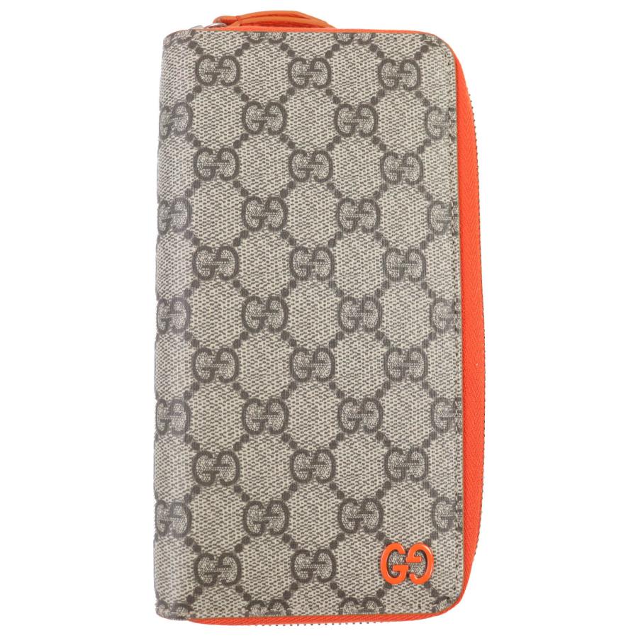 美品△GUCCI グッチ 822051 GGキャンバス レザー使い ラウンドジップウォレット 長財布 現行品 ベージュ オレンジ 箱・保存袋付き 伊製 GUCCI（グッチ） 美品△GUCCI 822051 GGキャンバス レザー使い