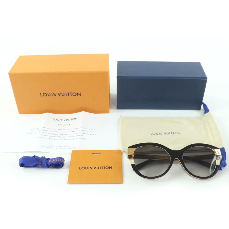 極美品☆LOUIS VUITTON ルイヴィトン 2024年製 Z1857E プティスプソン キャットアイ サングラス ブラック ゴールド 57□18 140 デモレンズ 箱・保存袋・ケース付き イタリア製 レディース LOUIS VUITTON（ルイ・ヴィトン） 極美品☆LOUIS VUITTON 2024年製