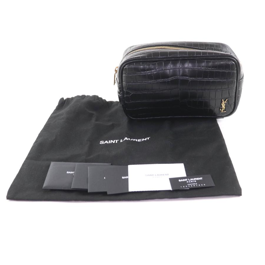 極美品☆SAINT LAURENT PARIS サンローランパリ 664555 YSLロゴ金具付 