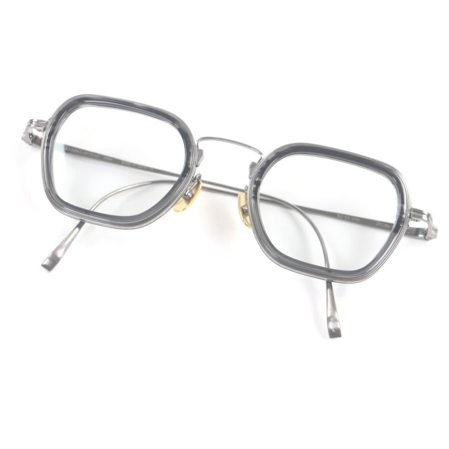 極美品□金子眼鏡 カネコガンキョウ KJ-53 ウェリントンフレーム 彫刻デザイン メガネ 眼鏡 アイウェア シルバー 47□23-145 日本製 極美品□金子眼鏡 カネコガンキョウ KJ-53 ウェリントンフレーム 彫刻