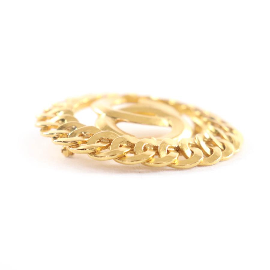 美品★CHANEL シャネル ヴィンテージ 96P ココマーク チェーンデザイン ブローチ アクセサリー ゴールド フランス製 レディース_2