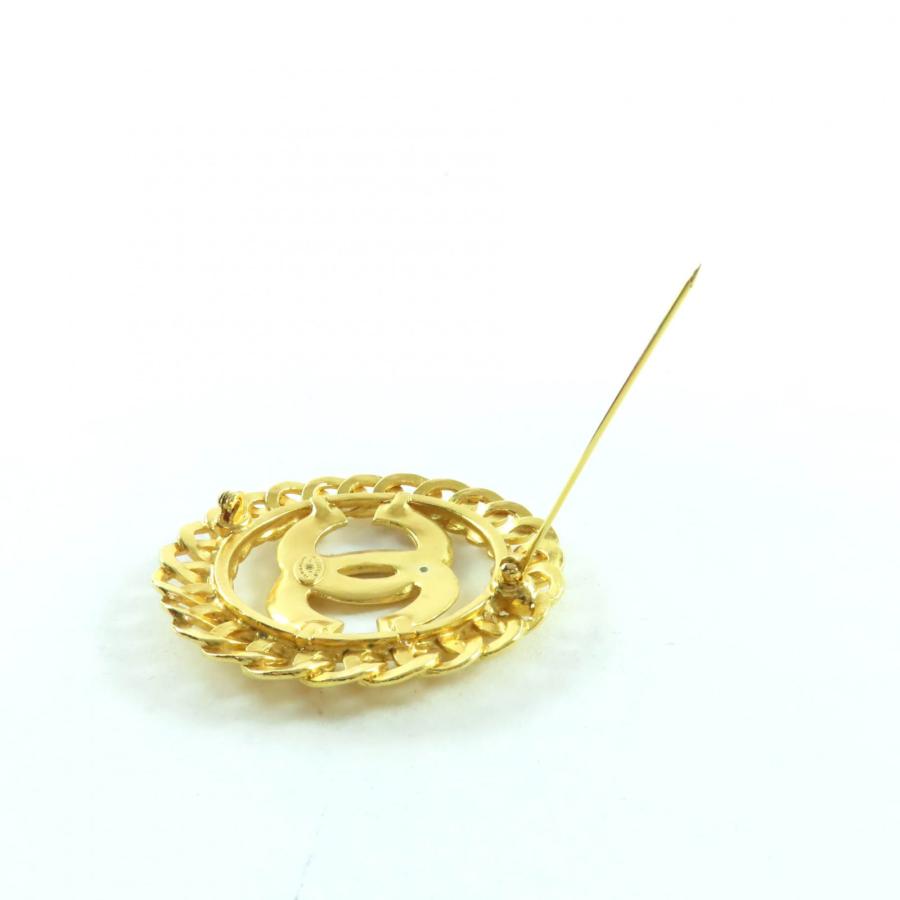 美品★CHANEL シャネル ヴィンテージ 96P ココマーク チェーンデザイン ブローチ アクセサリー ゴールド フランス製 レディース_3