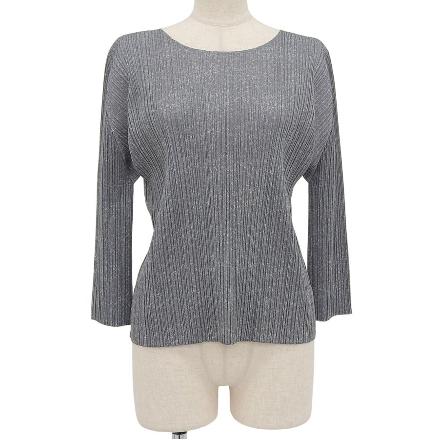 【限定セール中】イッセイミヤケ　トップス　ウーリープリーツ　薄いグレー系 極美品△PLEATS PLEASE プリーツプリーズ イッセイミヤケ PP01-JK112