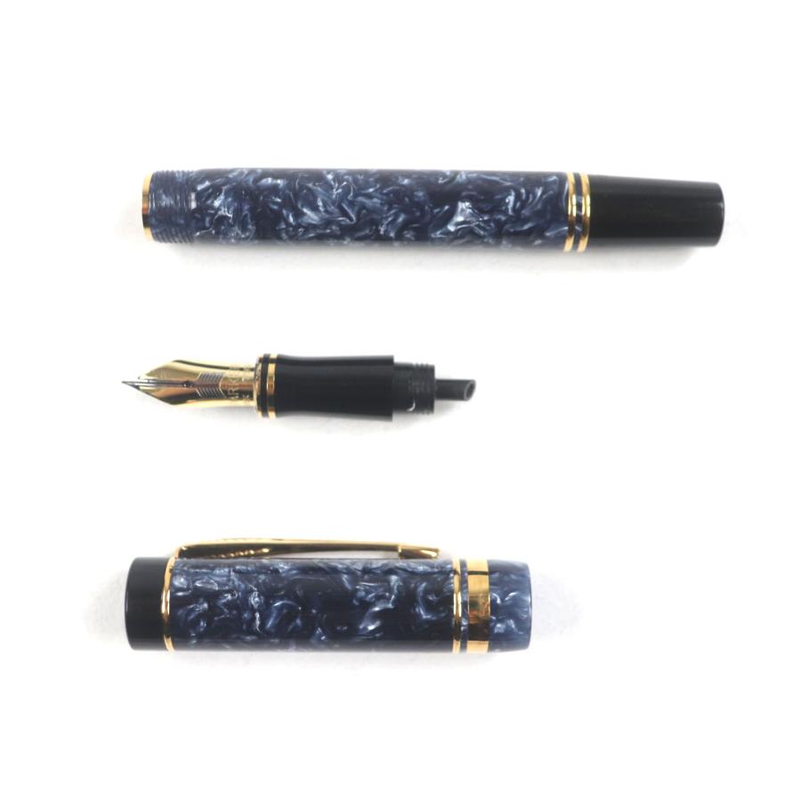 極美品▼PARKER パーカー デュオフォールド インターナショナル 18K EFニブ 万年筆 マーブルブルー ブラック ゴールド UK製 メンズ 極美品▽PARKER パーカー デュオフォールド インターナショナル 18K EF