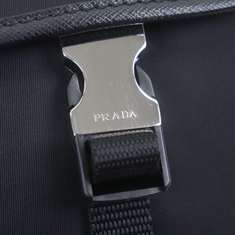 極美品▼PRADA プラダ 2ZH194 サフィアーノレザー ナイロン Re-Nylon トライアングルロゴ 三角プレート スマートフォンケース ボディバッグ ブラック シルバー金具 イタリア製 メンズ 定価242,000円 PRADA（プラダ） 極美品▽PRADA 2ZH194 サフィアーノレザー ReNylon