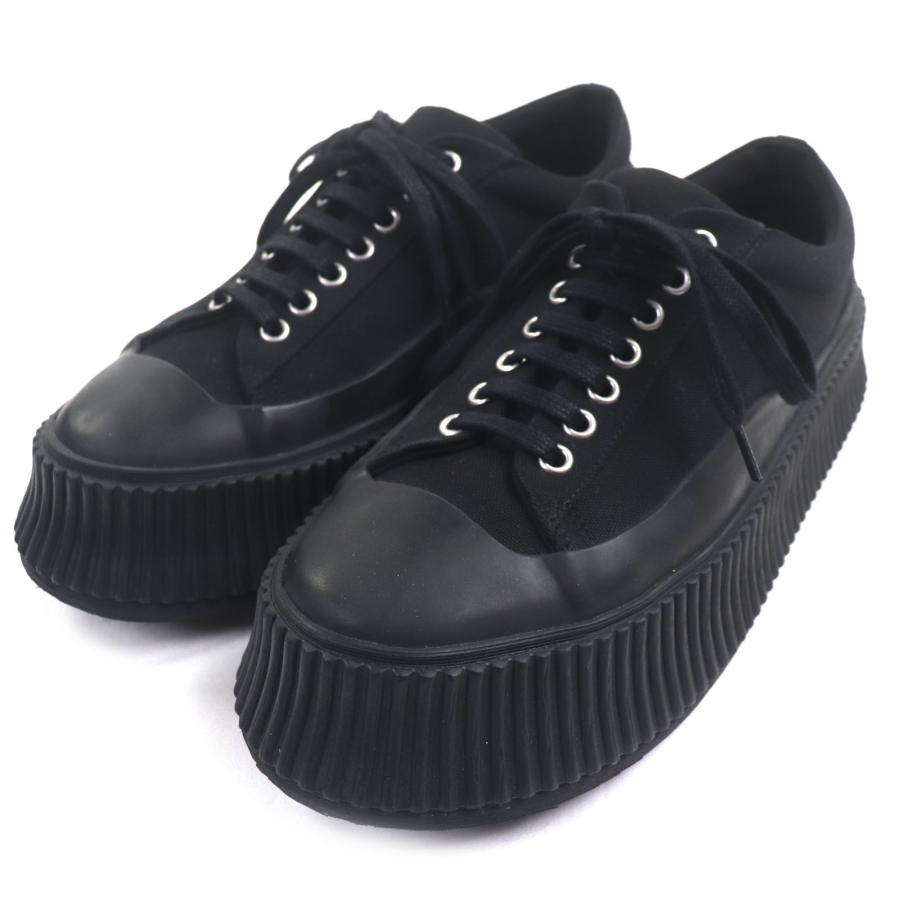 極美品▼JIL SANDER ジルサンダー JS38133A 15100 キャンバス チャンキーソール ローカットスニーカー ブラック 39 スペイン製 メンズ JIL SANDER（ジルサンダー） 極美品▽JIL SANDER JS38133A 15100