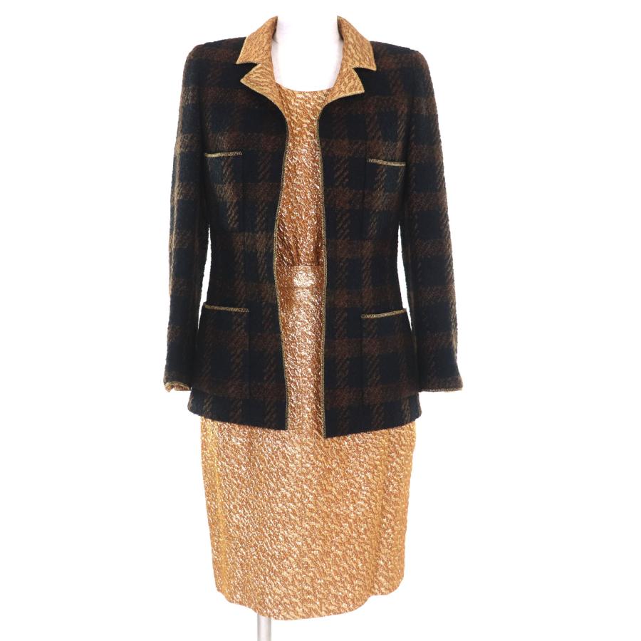 極美品◇シャネルブティック ヴィンテージ 96A P08499/P08497 グリポアボタン 3Pスーツ セットアップ ジャケット36/インナー・スカート38 極美品◇シャネルブティック ヴィンテージ 96A P08499/P08497