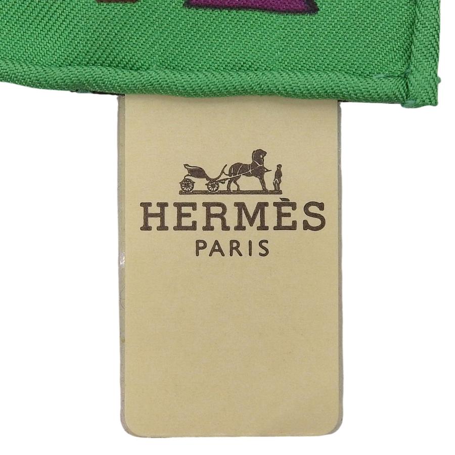 未使用品▲HERMES エルメス カレ90 ZENOBIE REINE DE パルミラの女王ゼノビア シルク100％ VERT/ORANGE/ROSE スカーフ 箱付き フランス製_8