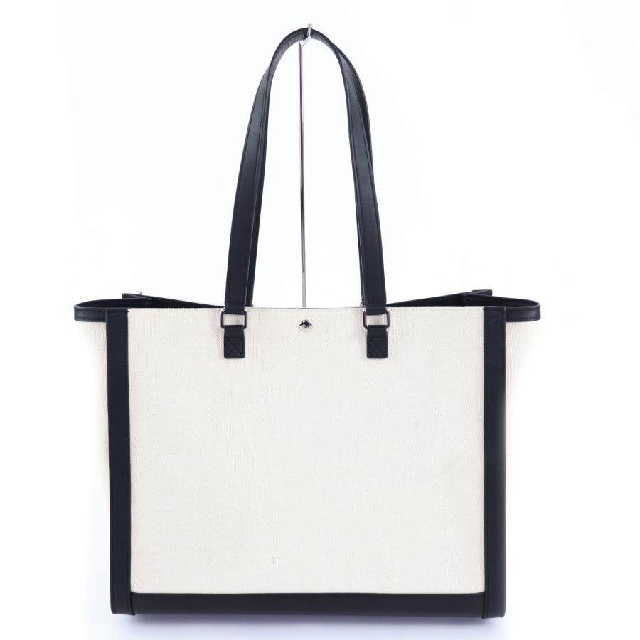 極美品◇A.P.C. アーペーセー M61802 COEYO コットン リネン レザー使い ロゴ金具 2WAY 大型 ショルダー/トートバッグ 袋付き レディースの画像