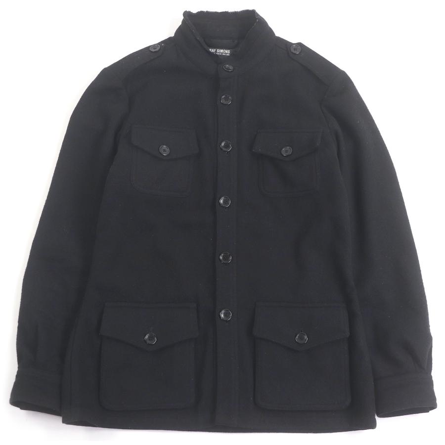 美品□RAF SIMONS ラフシモンズ ウール100％ 04AW WAVES期 M-65 ミリタリージャケット ブルゾンジャケット ブラック 46 正規品 メンズ 美品□RAF SIMONS ラフシモンズ ウール100％ 04AW WAVES期 M-65