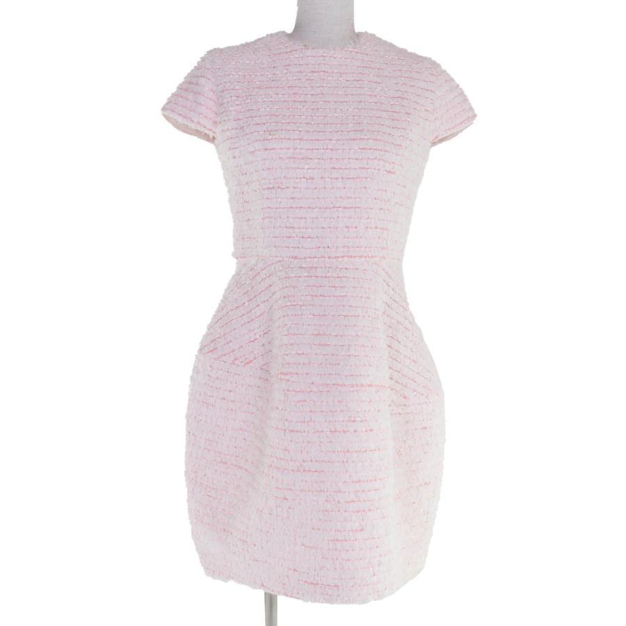 未使用品☆YOKO CHAN ヨーコチャン 2021年製 YCD-321-791 ウール リボンツイードバルーンドレス ワンピース ピンク 38 正規品 レディース 未使用品☆YOKO CHAN ヨーコチャン 2021年製 YCD-321-791 ウール