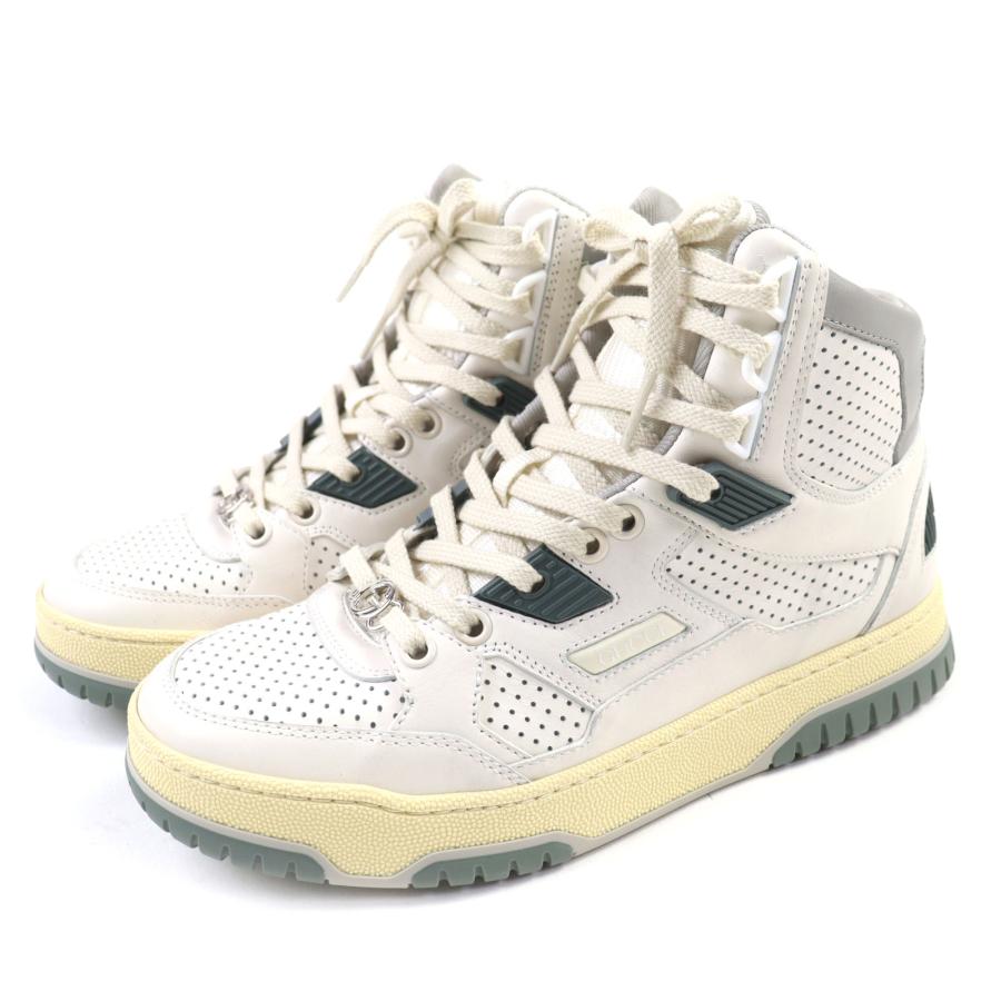 未使用品◇GUCCI グッチ 765437 インターロッキングG ヴィンテージ加工 ハイカット レザー スニーカー シルバー金具 36.5 箱・保存袋付き GUCCI（グッチ） 未使用品◇GUCCI 765437 インターロッキングG