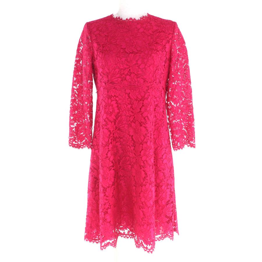 極美品★VALENTINO ヴァレンティノ JB3VA3Q51EC LAMOUR 総レース 長袖 ワンピース ピンク 42 イタリア製 正規品 レディース VALENTINO（ヴァレンティノ） 極美品☆VALENTINO JB3VA3Q51EC LAMOUR