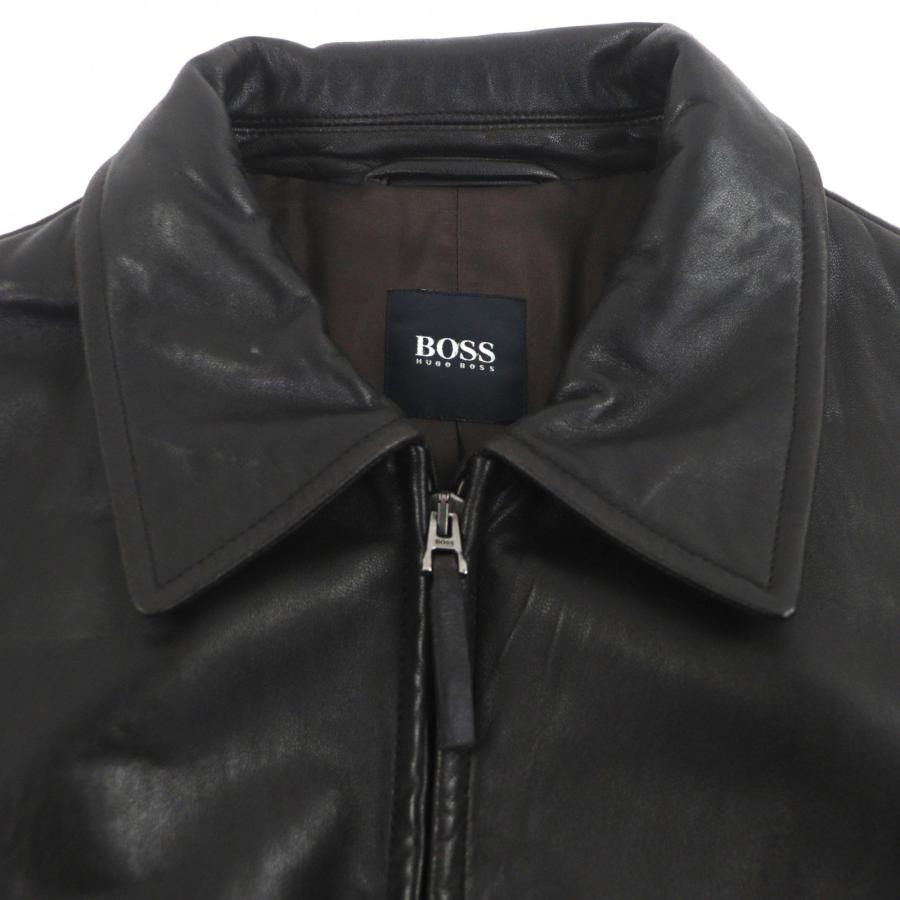 極美品■HUGO BOSS ライダースジャケット　羊革　ラムレザー　黒　48 良品▽HUGO BOSS ヒューゴボス ラムレザー ダブルジップアップ