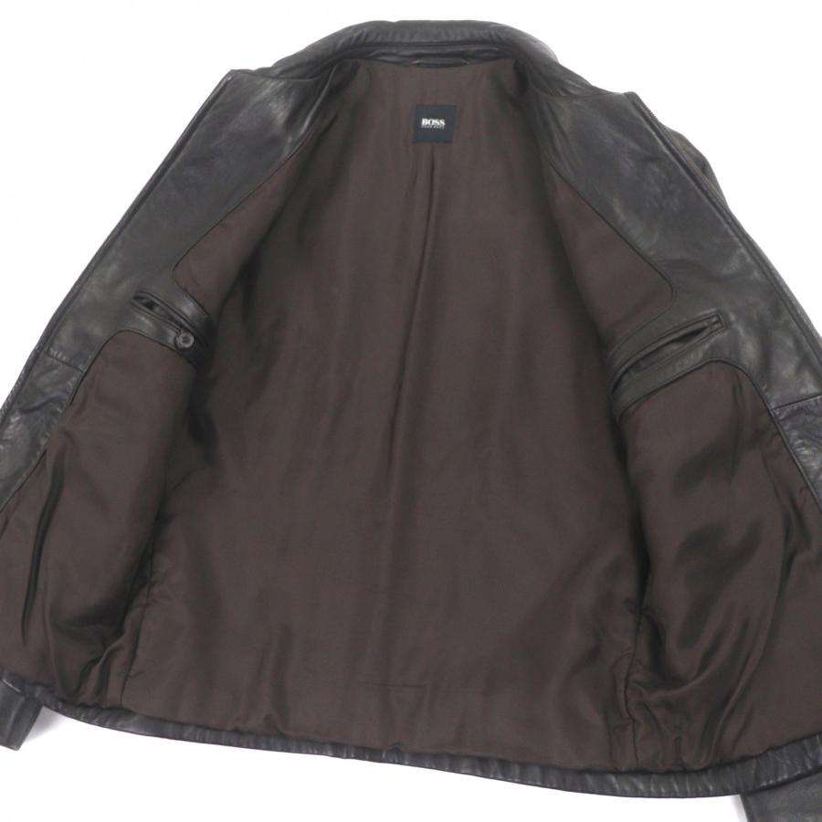 【激シブ】HUGO BOSS ヒューゴボス ラムレザー ライダースジャケット48 良品▽HUGO BOSS ヒューゴボス ラムレザー ダブルジップアップ