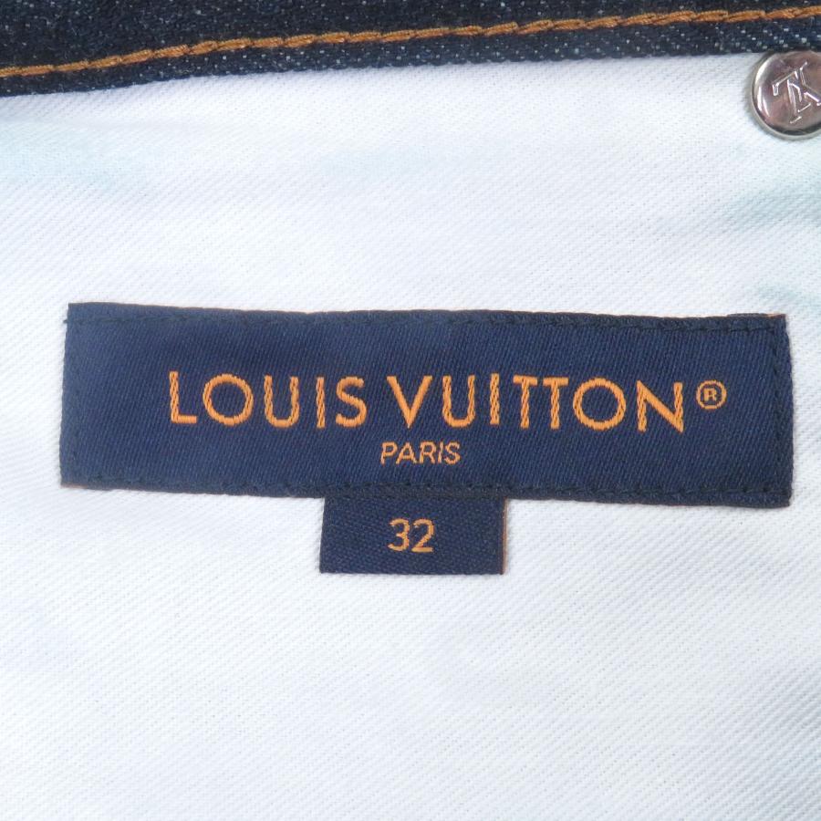 美品□LOUIS VUITTON ルイヴィトン 23AW ロゴプレート レザーパッチ デニムパンツ ジーンズ インディゴブルー 32 日本製 正規品 メンズ LOUIS VUITTON（ルイ・ヴィトン） 美品□LOUIS VUITTON 23AW ロゴ