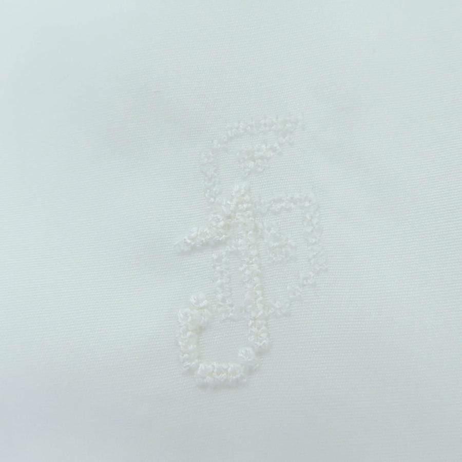 美品☆JIL SANDER ジルサンダー JSYM600505 コットン100％ 裾ロゴ刺繍入り 半袖シャツ ホワイト 37 イタリア製 正規品 レディース JIL SANDER（ジルサンダー） 美品☆JIL SANDER JSYM600505 コットン100