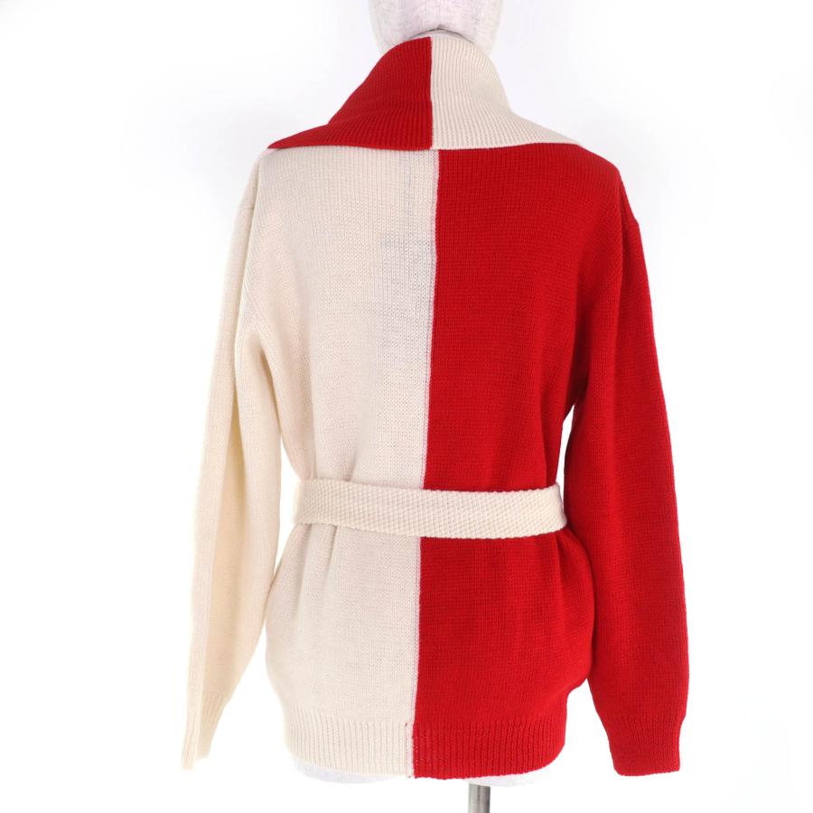 未使用品☆GUCCI グッチ 727145 ウール100％ バイカラー ベルト付 長袖 ニット レッド アイボリー S イタリア製 正規品 レディース GUCCI（グッチ） 未使用品☆GUCCI 727145 ウール100％ バイカラー