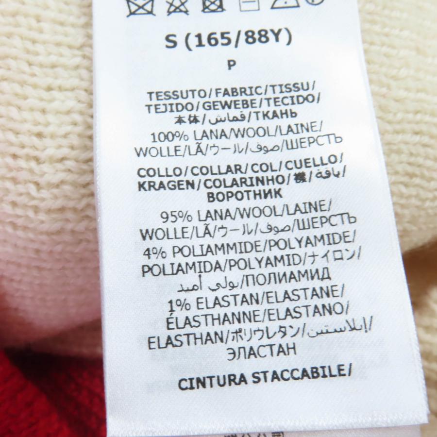 未使用品☆GUCCI グッチ 727145 ウール100％ バイカラー ベルト付 長袖 ニット レッド アイボリー S イタリア製 正規品 レディース GUCCI（グッチ） 未使用品☆GUCCI 727145 ウール100％ バイカラー