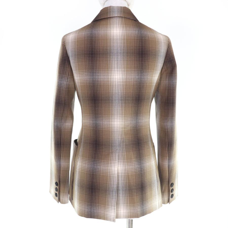 未使用品☆Christian Dior クリスチャンディオール 051V05A1284 ウール チェック柄 ダブルブレストジャケット ブラウン 38 伊製 正規品の画像
