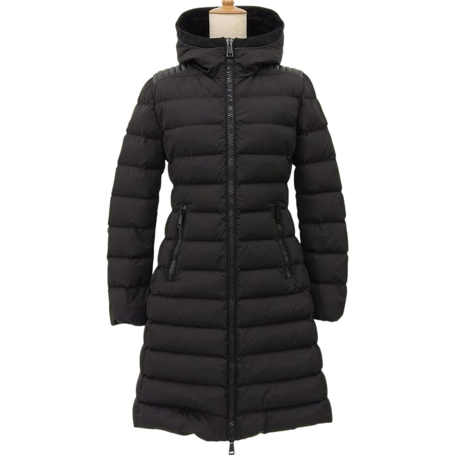 モンクレール　TALEVE フード付きブラックダウンジャケット　サイズ1 MONCLER（モンクレール） 極美品△MONCLER TALEVE ラムレザー切替