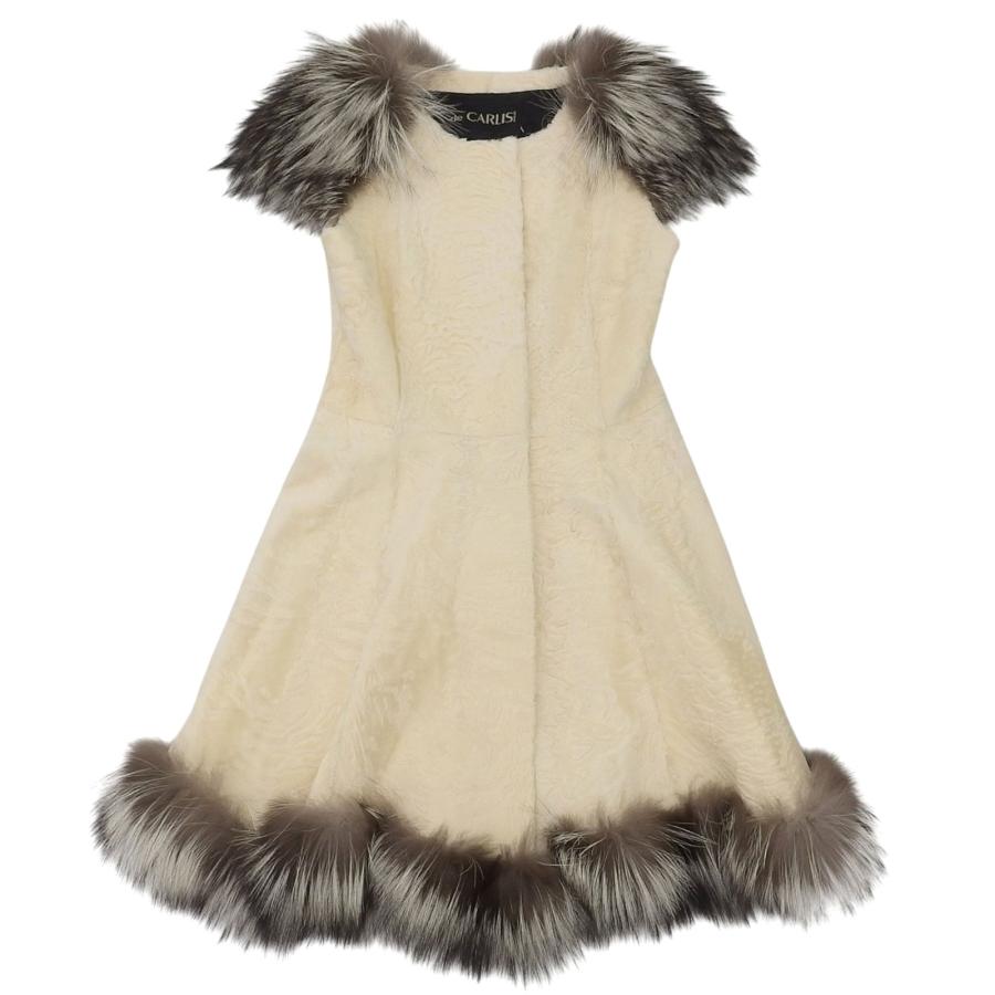 極美品△deCARLIS ラムファー シルバーフォックス SILVER FOX ロングべ