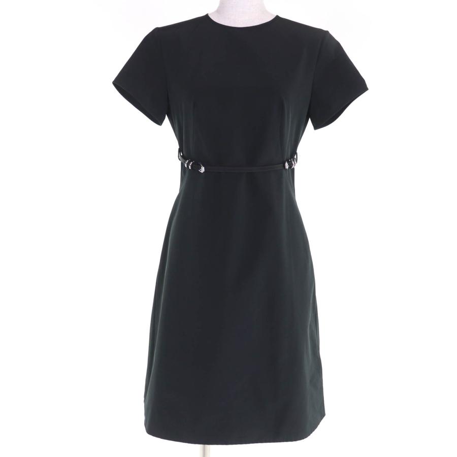 極美品☆GIVENCHY ジバンシィ BW222714L1 コットン ベルト付 半袖 ワンピース ブラック 36 ハンガー・ガーメント付 イタリア製 正規品 極美品☆GIVENCHY ジバンシィ BW222714L1 コットン ベルト付 半袖