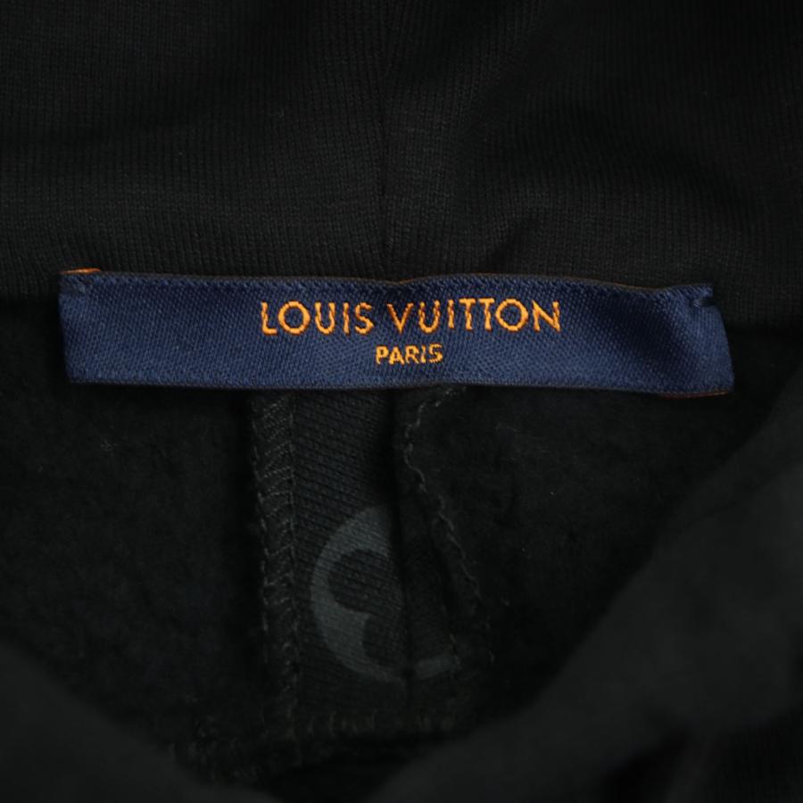 美品▼LOUIS VUITTON ルイヴィトン 21SS モノグラム サークルカット 裏起毛 フーデッド プルオーバー パーカー ブラック S イタリア製 正規品 メンズ LOUIS VUITTON（ルイ・ヴィトン） 美品▽LOUIS VUITTON 21SS