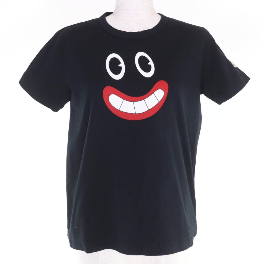 美品☆MONCLER モンクレール Friends With You コットン100％ ロゴワッペン付 半袖Ｔシャツ ブラック L イタリア製 正規品 レディース メンズ MONCLER（モンクレール） 美品☆MONCLER Friends With You コットン100