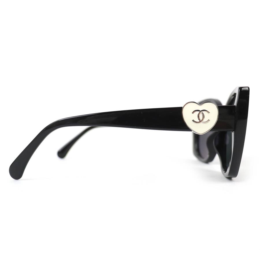 極美品△CHANEL シャネル 5519-A ココマーク ハート スクエアシェイプ アイウェア サングラス 現行品 ブラック 55□17 140 デモレンズの画像