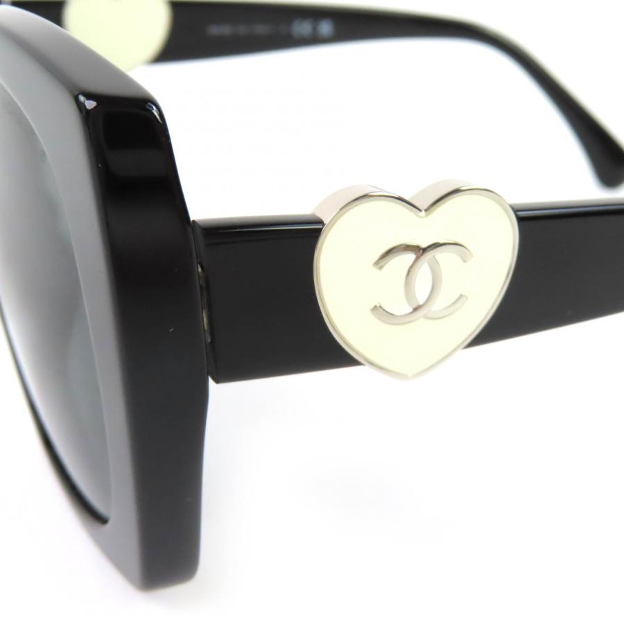 極美品△CHANEL シャネル 5519-A ココマーク ハート スクエアシェイプ アイウェア サングラス 現行品 ブラック 55□17 140 デモレンズの画像