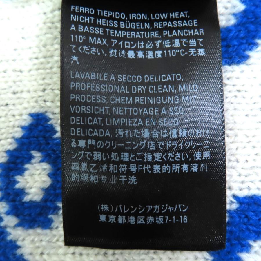 極美品◇BALENCIAGA バレンシアガ 612960 ウール ジャガードロゴ 大判 マフラー ストール ブルー ホワイト イタリア製 正規品 レディース BALENCIAGA（バレンシアガ） 極美品◇BALENCIAGA 612960 ウール