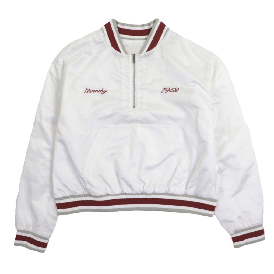 極美品▼GIVENCHY ジバンシィ BM016N15EH ロゴ刺繍 ハーフジップ プルオーバー ブルゾン ボンバージャケット ホワイト 46 正規品 メンズ 極美品▽GIVENCHY ジバンシィ BM016N15EH ロゴ刺繍 ハーフジップ プル