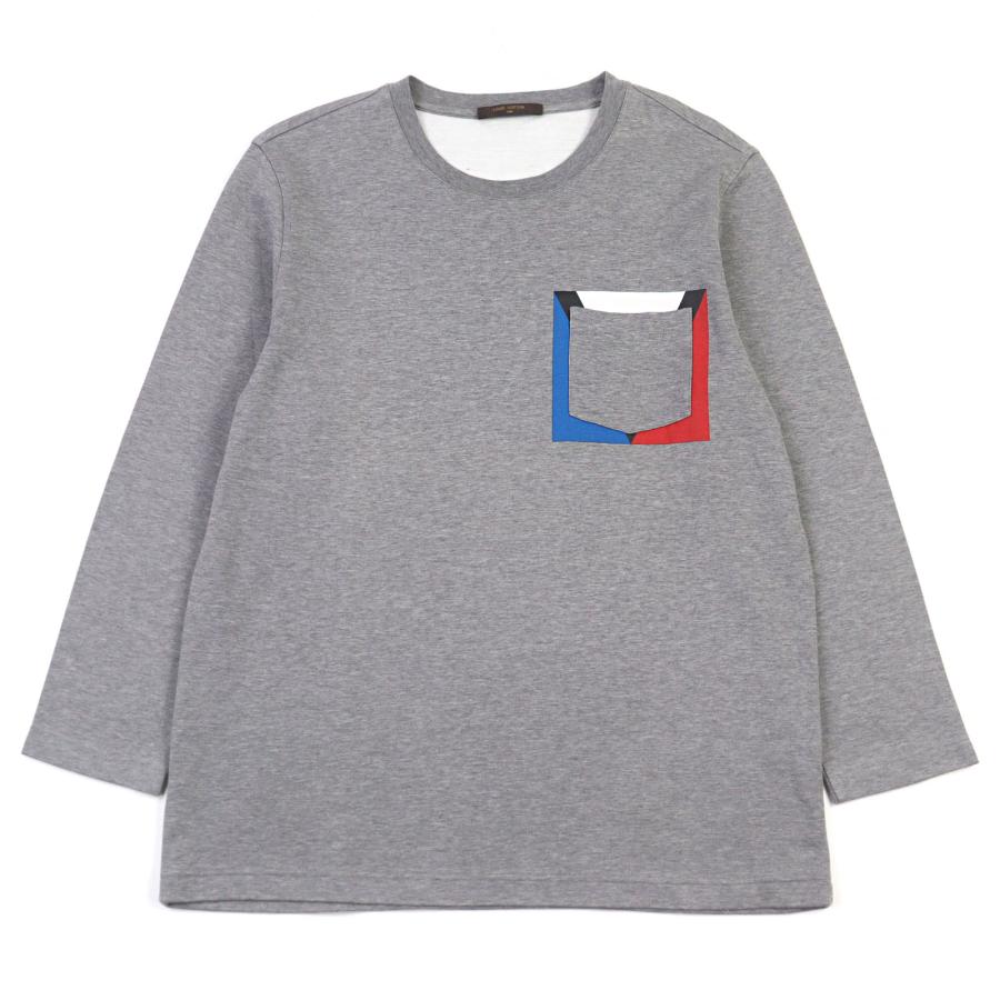 【ドンドン見直し】極美品○LOUIS VUITTON ルイヴィトン 13WJCK ガストン V ポケット付き クルーネック 長袖Ｔシャツ XL 正規品 メンズ LOUIS VUITTON（ルイ・ヴィトン） 【ドンドン見直し】極美品○LOUIS
