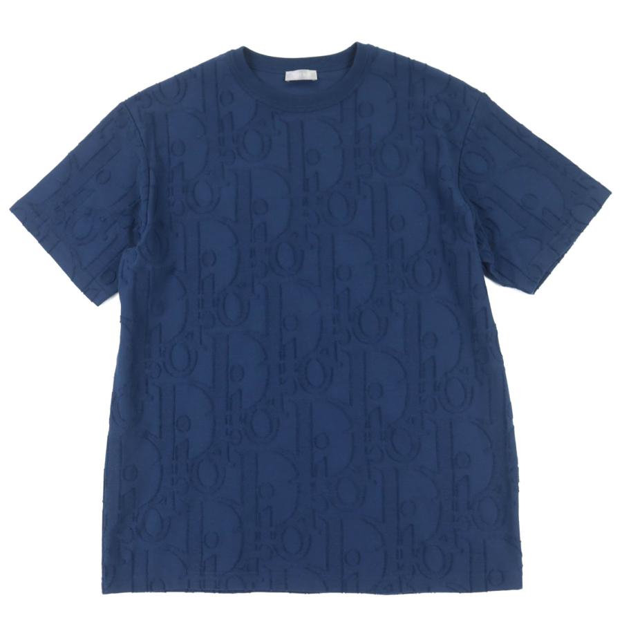 美品△DIOR ディオール オム 2025年製 593J696U3012 ロゴ オブリーク コットンジャージー 半袖Ｔシャツ ネイビー M 正規品 定価165000円 Dior HOMME 美品△DIOR ディオール オム 2025年製 593J696U3012 ロゴ