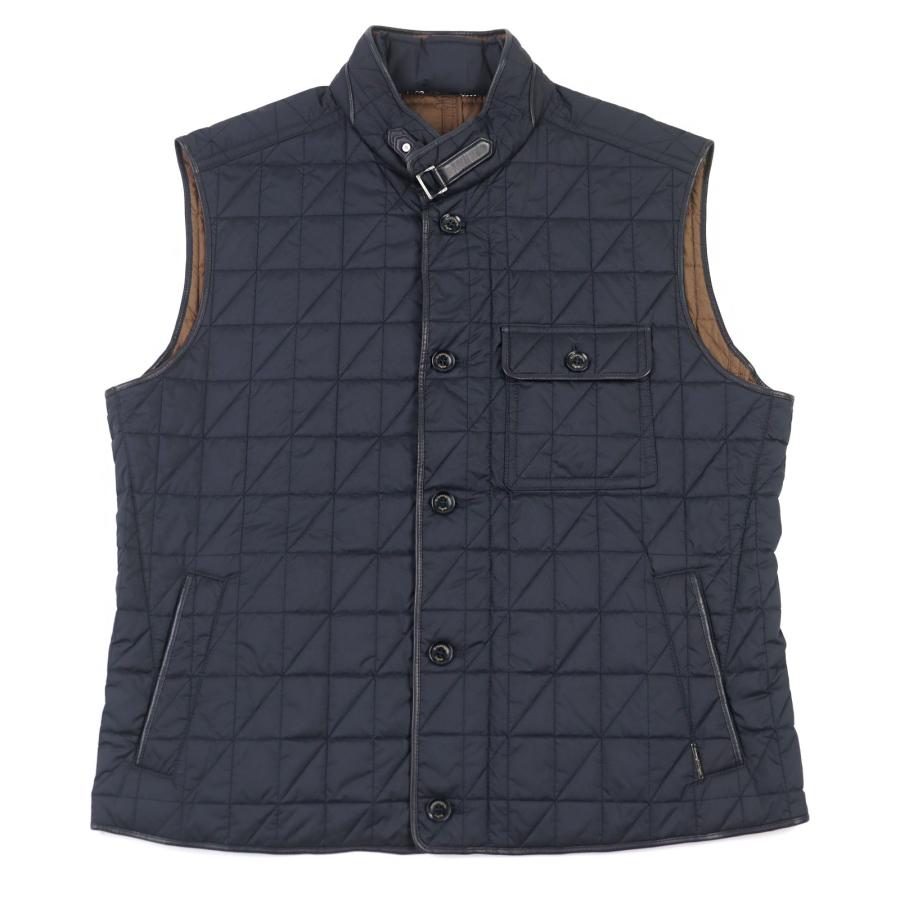 美品○Ermenegildo Zegna エルメネジルド ゼニア UBT25-100 希少 大きめサイズ ロゴボタン レザー使い キルティング ベスト 58 正規品 美品○Ermenegildo Zegna エルメネジルド ゼニア UBT25-100 希少