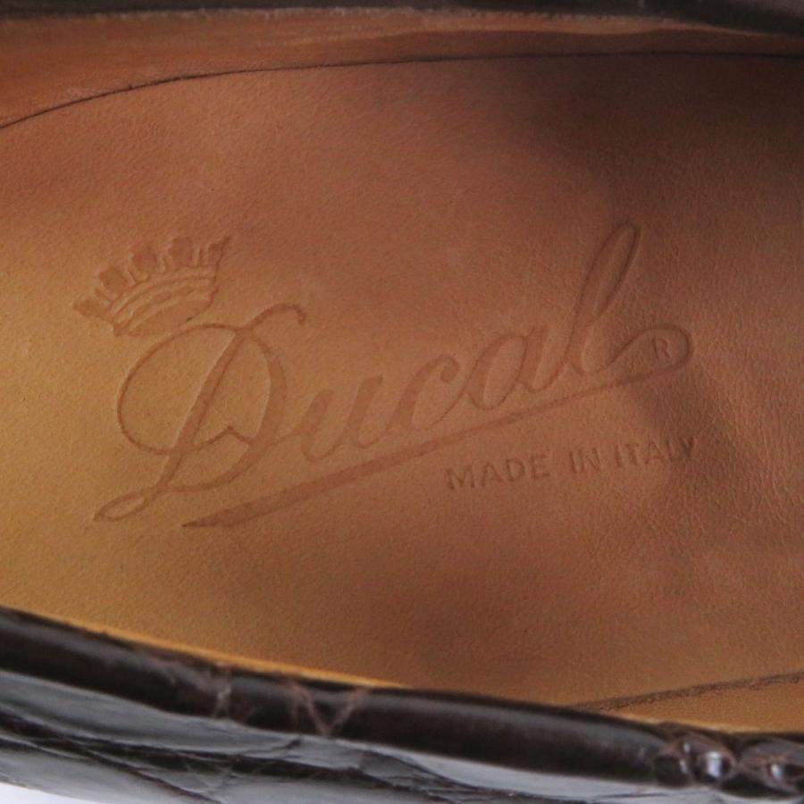 未使用品□デュカル DUCAL クロコダイル レザー ドレスシューズ ダーク