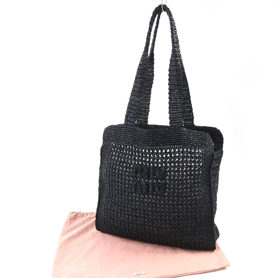 miu miu（ミュウミュウ） 極美品△MIUMIU 5BG230 ラフィア ロゴ