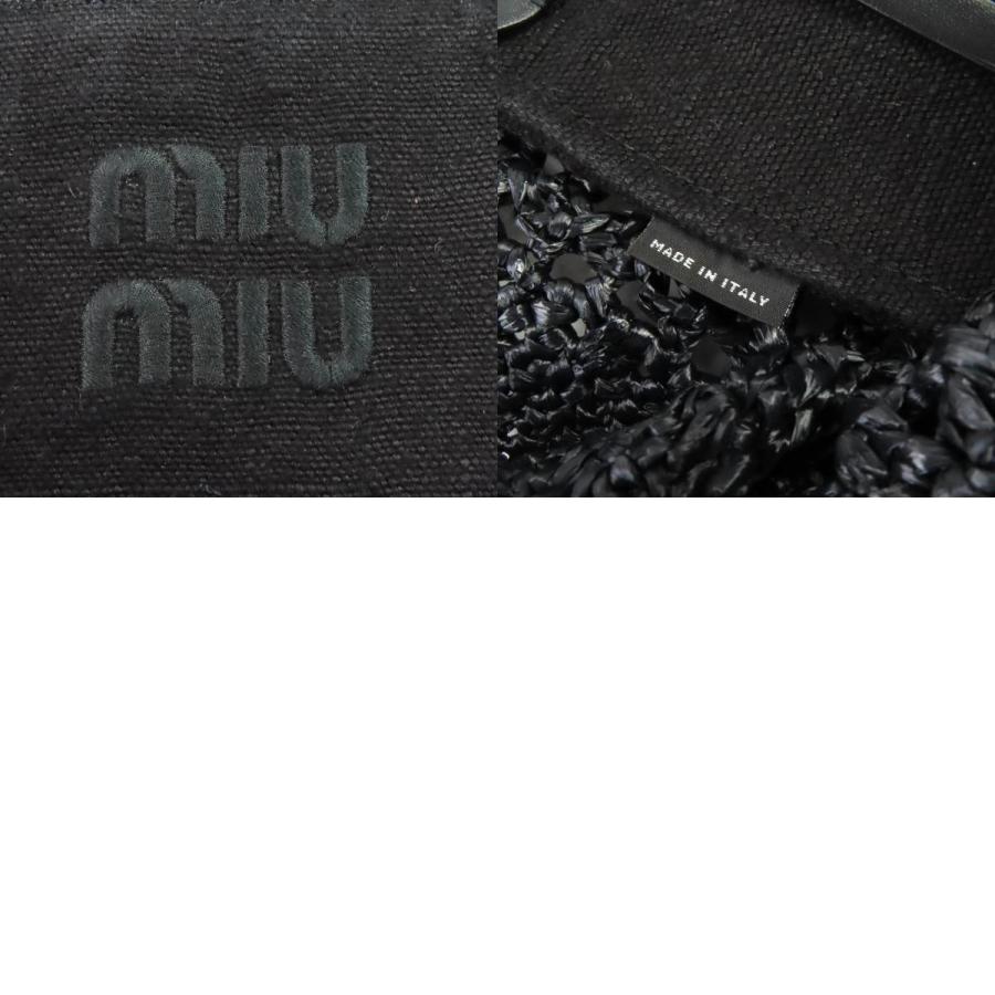 miu miu（ミュウミュウ） 極美品△MIUMIU 5BG230 ラフィア ロゴ