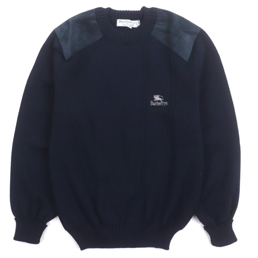 未使用品▽Burberrys バーバリー ウール100% スウェード切替 ロゴ刺繍
