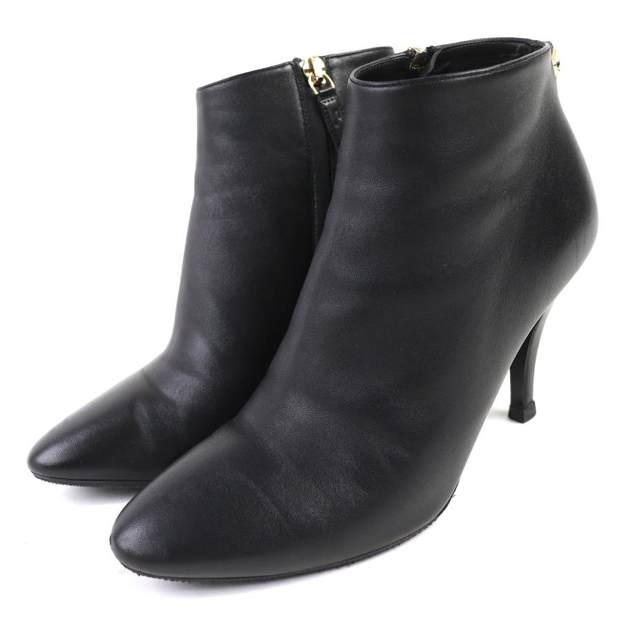 極美品△Salvatore Ferragamo サルヴァトーレフェラガモ Joan ガンチーニ サイドジップ レザー アンクルブーツ ブーティ ブラック  6 極美品△Salvatore Ferragamo サルヴァトーレフェラガモ Joan