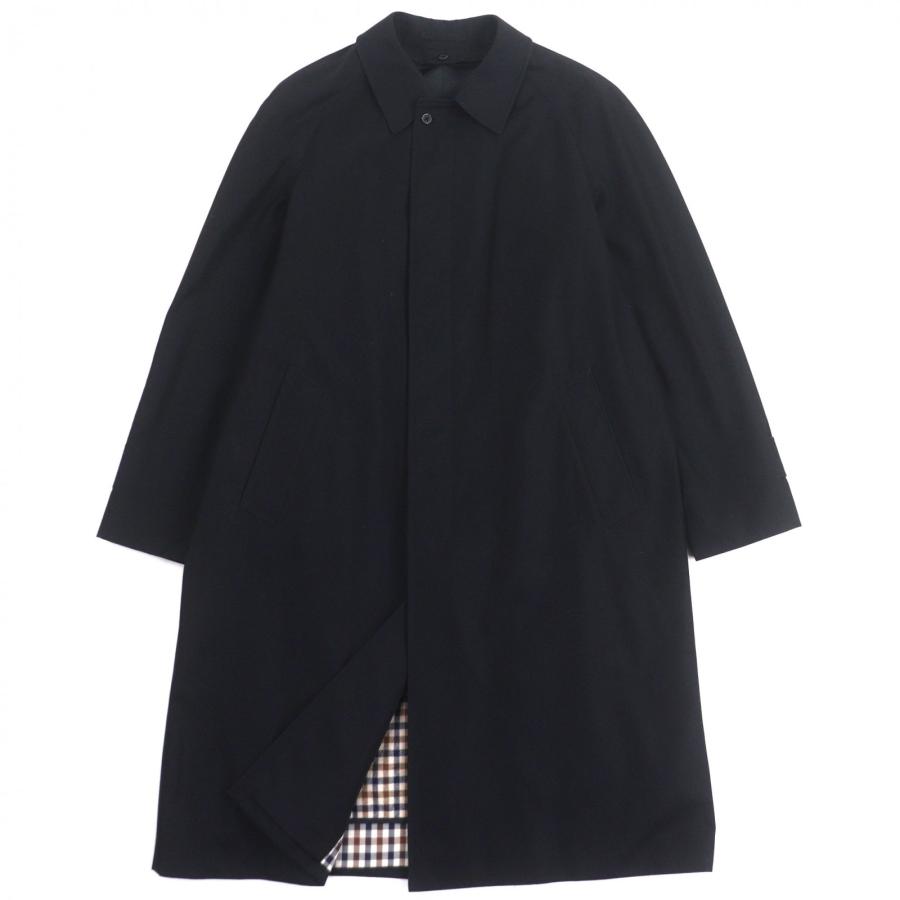 カシミヤ100%✨　アクアスキュータム　ダークネイビー　ステンカラーコート　比翼 Aquascutum（アクアスキュータム） 美品▽Aquascutum カシミヤ混ウール