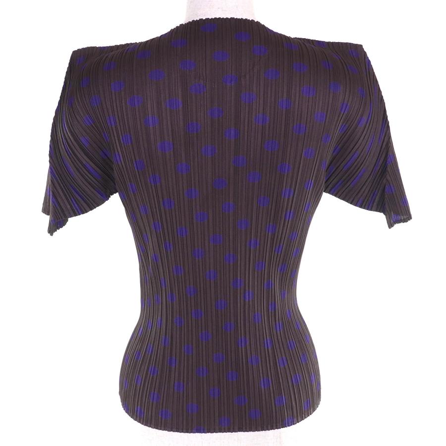 極美品△PLEATS PLEASE プリーツプリーズ イッセイミヤケ PP86-JK533 ドット柄 水玉 クルーネック 半袖 カットソー トップス ブラウン パープル 3 日本製 正規品 レディース 極美品△PLEATS PLEASE プリーツプリーズ イッセイミヤケ PP86-JK533