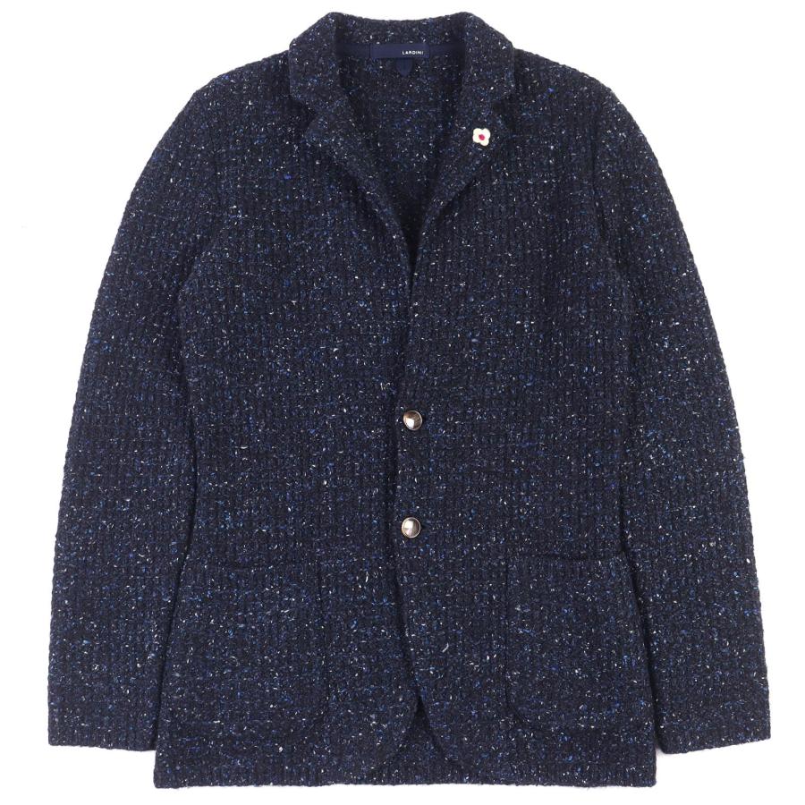 極美品△LARDINI ラルディーニ JSLJM70 ウール アルパカ シルク ツイード ニット シングル テーラードジャケット S 正規品 メンズ LARDINI（ラルディーニ） 極美品△LARDINI JSLJM70 ウール アルパカ