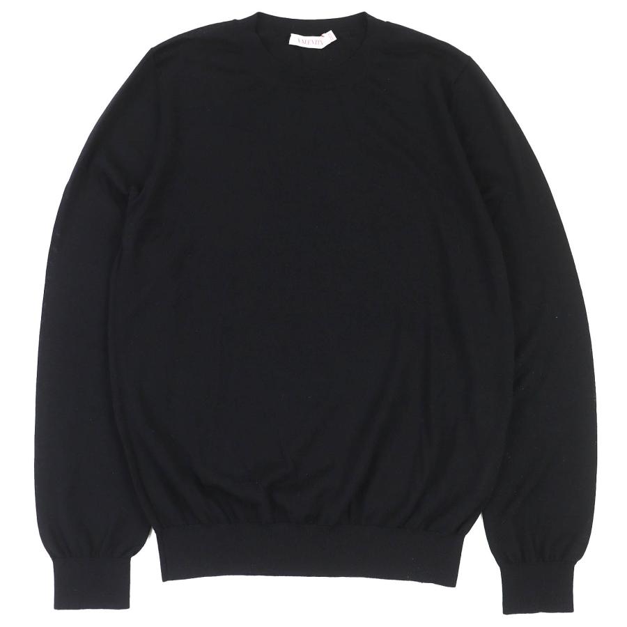 美品△VALENTINO ヴァレンティノ 4VDKC10C6LE ウール100％ ロングスリーブ ニット セーター 無地 ブラック M 正規品 メンズ シンプル◎ VALENTINO（ヴァレンティノ） 美品△VALENTINO 4VDKC10C6LE ウール100