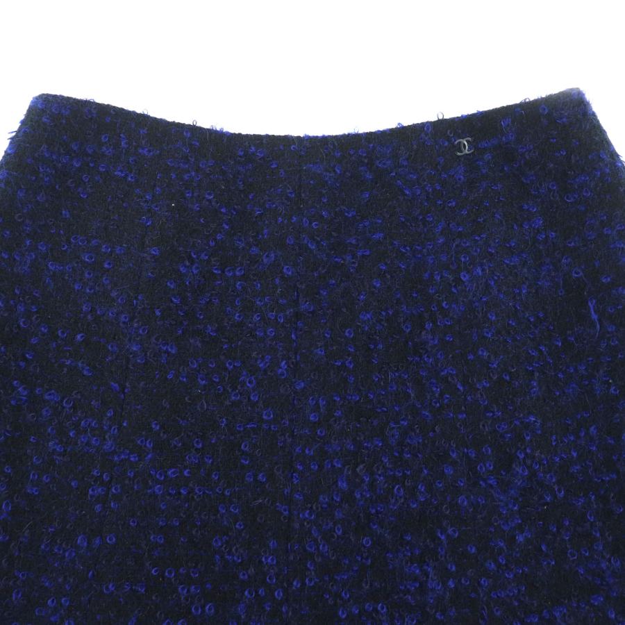 美品◇CHANEL シャネル ヴィンテージ 02A P20280 ココマーク・ふくろうボタン付 モヘア混 セットアップ 40 フランス製 正規品 レディースの画像
