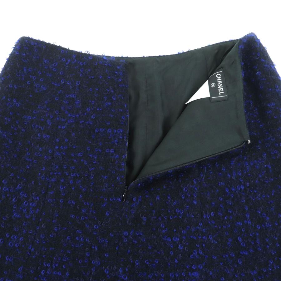 美品◇CHANEL シャネル ヴィンテージ 02A P20280 ココマーク・ふくろうボタン付 モヘア混 セットアップ 40 フランス製 正規品 レディースの画像